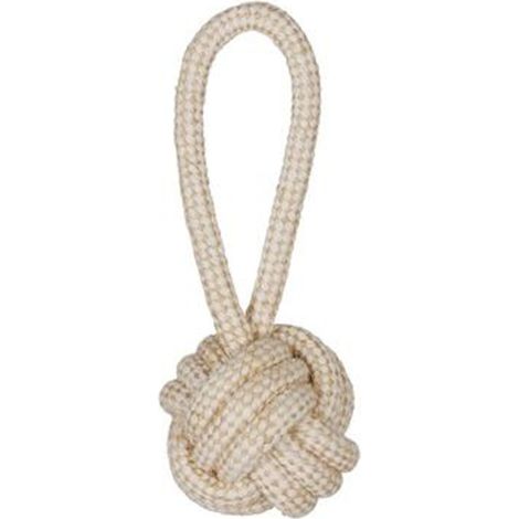 Hunde-Zerrspielzeug Tau-Knoten Natur Klein 8x21cm Ball mit Schlaufe
