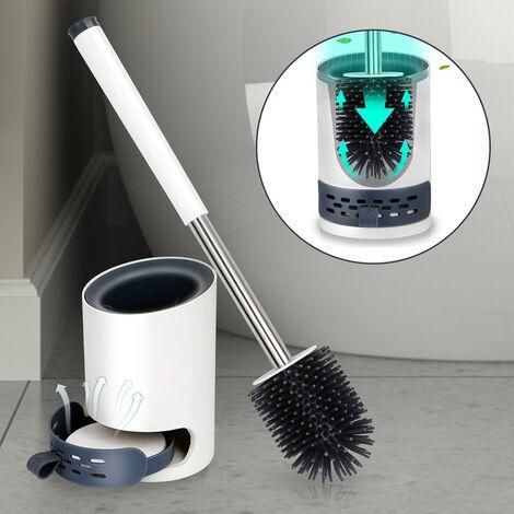 Brosse WC souple pour salle de bain, support ventilé, poils anti-rayures, acier inoxydable, nettoyage rapide-AquaForge (1/5)