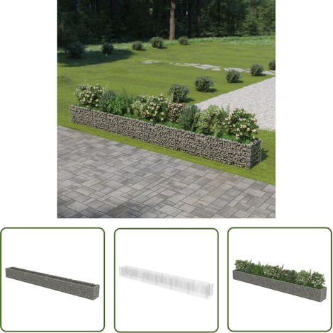 The Living Store Lit surélevé à gabion Acier galvanisé 540x50x50 cm - Lit Surélevé - Gabion - Jardinière - Fleur - Plante (1/5)