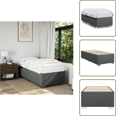 The Living Store Bettgestell ohne Matratze Dunkelgrau 80x200 cm Stoff - Bettes Gestell - Doppelbett - Holzbettrahmen - Bettkasten - Massivholzbette