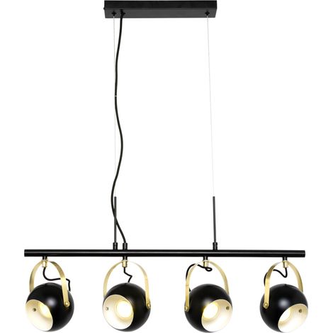 Litecraft Eyeball Ceiling Pendant Bar Adjustable 4 Light - Black, Satin Brass (1/5)