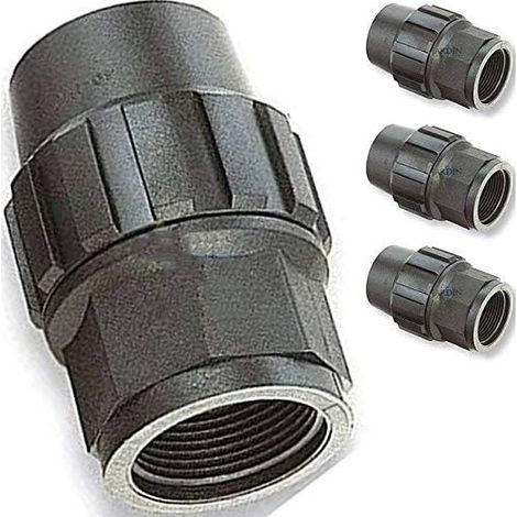 4 Stück PE-Rohr Kupplung 20mm x 1/2'' Weiblich für 20mm Rohr  Aenor Zertifizierte Gewindeverbindung