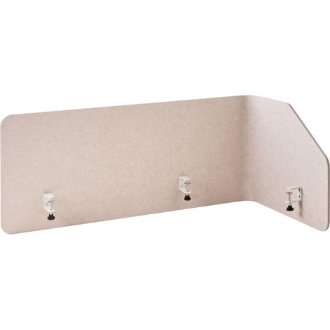 Séparateur de Bureau en PET 120 x 60 x 50 cm Acoustique Pinces de Fixation en Acier Beige Foldy