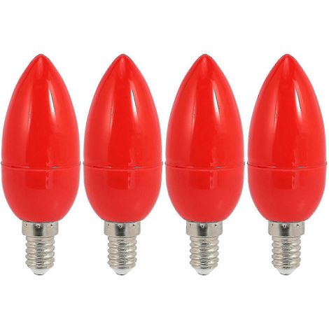 Energiesparende rote E14-LED-Lampen (4 Stück), kompatibel mit God Light-Kerzen (1/5)
