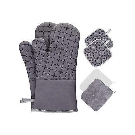 Accessoires de cuisine indispensables : maniques parfaites pour manipuler les plats chauds en toute sécurité, surface en silicone antidérapante pour une prise en main sûre, tissu matelassé doux pour u (1/5)