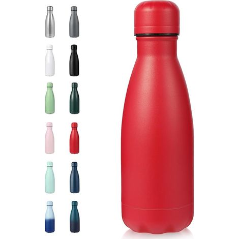 Petite bouteille d'eau en acier inoxydable de 355 ml – Bouteille d'eau isotherme sans BPA – Bouteille d'eau à double paroi en forme de cola – Garde au froid 24 heures et au chaud 12 heures (1/5)