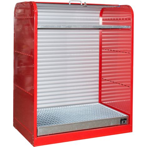 Bauer Gefahrstoff-Rollladenschrank RSG-2, mit verzinktem Gitterrostboden, max. 6x 60-l-Fässer, Feuerrot (1/2)
