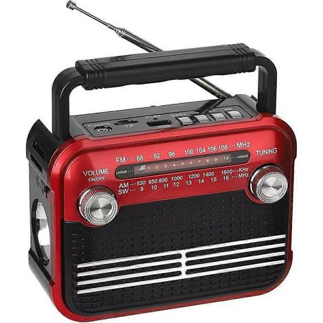 Portable AM/FM/SW Shortwave Radio avec Bluetooth 5.0,Support USB/TF Player,digital Tuner et Écouteur Jack Rouge (1/5)