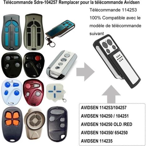 Set di 3 telecomandi per porte da garage Sdre-114253 per AVIDSEN 114253 104257 104251. Compatibile con i marchi Avidsen, Extel e Thomson. (1/3)