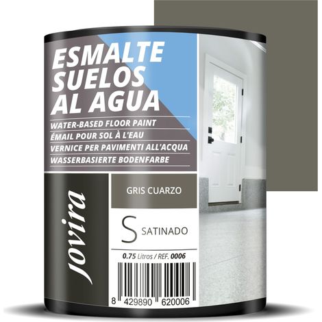 JOVIRA PINTURAS Smalto per pavimenti con acqua. Specialmente per i pavimenti di garage, magazzini, palestre, lavanderie, campi da gioco, campi sportivi, ecc. (750 Millilitri, Grigio) (1/5)