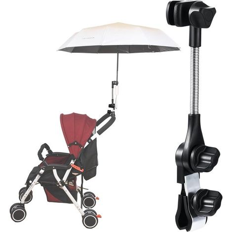 Universeller Schirmhalter für Kinderwagen, Buggy, Fahrrad und Strandstuhl – Schwarz (1/5)