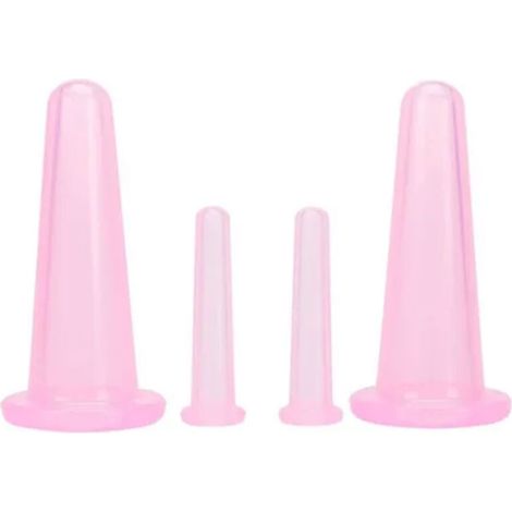 4 Pièces Ventouses de Massage par Suction en Silicone Liquide pour Soins du Visage à Domicile Rose (1/5)