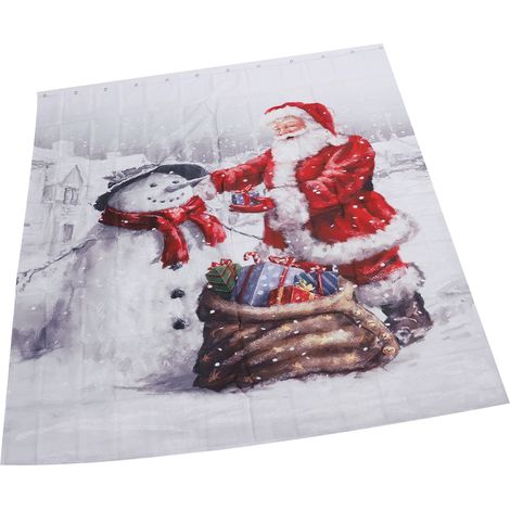 Rideau de douche de Noël, imprimé numérique raffiné, en tissu épais et imperméable, pour salle de bain (1/5)