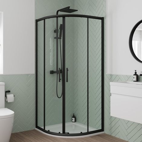 Luxura Quadrant Shower Enclosure 800mm - 6mm Black (1/3)
