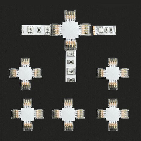 RGB SMD LED Strip connecteurs,20pcs 4-pin 8mm Gapless soudure sans zones sombres bande pour filer des connecteurs rapides pour RGB 5050 3528 LED Strip Lights (8MM strip to wire SMD) (1/5)