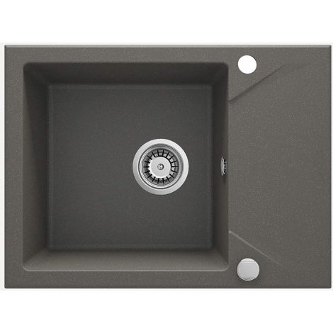 Lavello cucina in granito con 1 vasca e gocciolatoio 59x44 cm antracite metallizzato - Kalo
