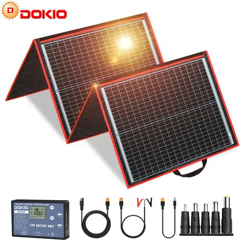 Panneau solaire portable pliable 160W monocristallin – Dimensions déplié 84x42x1cm – Poids léger 3.5kg – Pour recharger appareils en extérieur