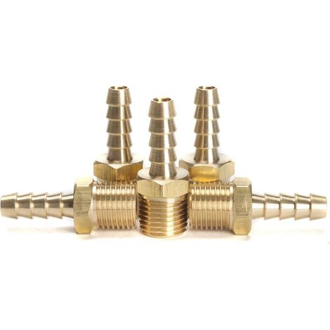 Messing Fittings Anschluss 1/4" Außengewinde IG x 1/4"(6 mm) Schlauch (5 Stück) -