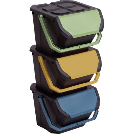 Set 3 Frida Abfallbehälter 24 L für die Mülltrennung 33x25x40 cm