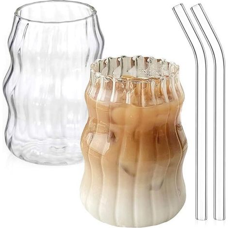 Verres Avec Paille, Verres À Café De 530 Ml, Verres À Latte Macchiato, Verres À Bulles En Verre Borosilicate Pour Expresso, Cappuccino, Mojito, Matcha, Milkshake, Verres À Boire (1/5)
