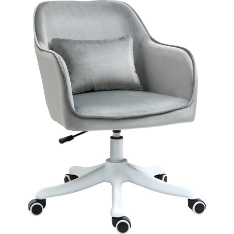 Fauteuil de direction ergonomique avec fonction massage, hauteur réglable, pivotant à 360°, aspect velours, couleur gris