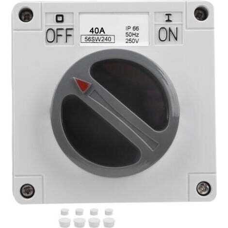 2P 40A Mains Switch Waterproof IP66 - On/Off Rotary Button with 250V Indicator for Outdoor & Industrial Use (1/4)