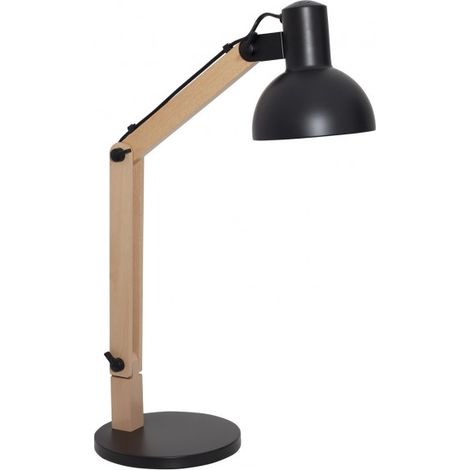 Lampe à poser darci 1xe27 h.reg.xp.35cm noir/bois naturel