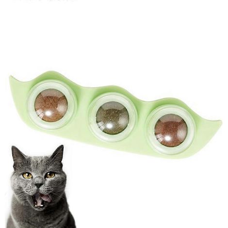 Boules murales à l'herbe à chat en forme de pois, jouets pour chats, nettoyage des dents, jouet d'intérieur, boules à mâcher à l'herbe à chat - Vert (1/5)
