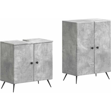 2 Piece Bathroom Cabinet Set BREDA Concrete Grey vidaXL (1/5)