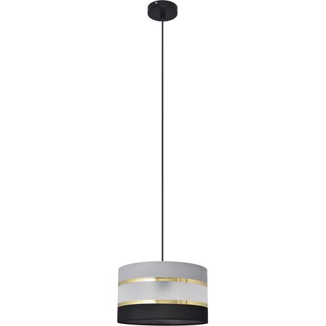 Helam HELEN Plafonnier Suspension Cylindrique Noir, Or, Gris 25cm