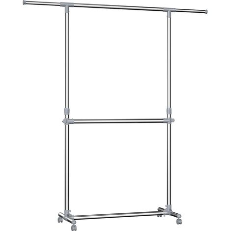 Appendiabiti grigio su ruote altezza: 113-198 cm tubo di ferro rivestito in acciaio 120007017