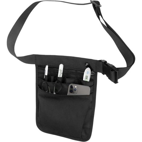Marsupio per infermieri, borsa multifunzionale da cintura porta attrezzi, marsupio per infermieri con tasche multiple, regolabile, nero, marsupio per assistenti, marsupio per accessori infermieristici (1/4)