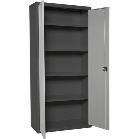 SimonRack Armoire Métallique Balai 1800x600x400 mm, 2 Porte, 4 Étagères, Anthracite/Gris - Simonlocker (1/4)