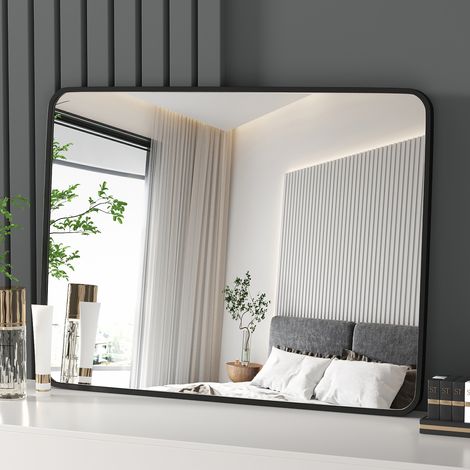 Heilmetz Decorative Wall Mirror Simple Wall Mounted/Desktop Mirror Aluminium Frame Black 60×80 cm (1/5)