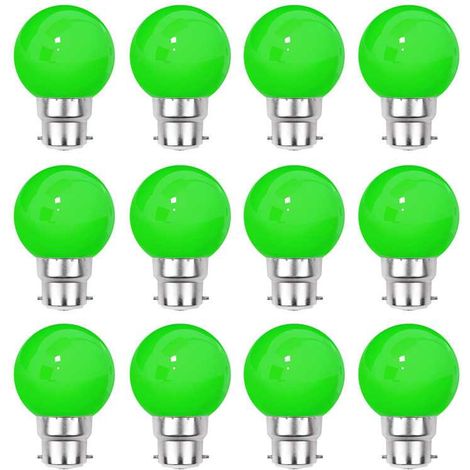 Lot de 12 ampoules LED Vertes B22 Incassables - Guirlandes guinguette - Culot baïonnette