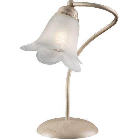 Lumetto 1 Luce Alice Ferro Battuto Avorio E Oro Vetro Bianco (1/5)
