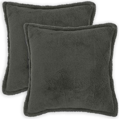 Kissenbezug 2 pcs HOUTEN Dunkelgrau 55 x 55 cm Bouclé vidaXL (1/4)