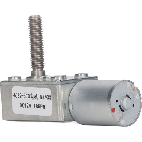 Moteur à réduction de vitesse CC 18 tr/min, engrenage à vis sans fin en aluminium et laiton M8 x 33 mm, référence 4632-370, 12 V CC (1/5)