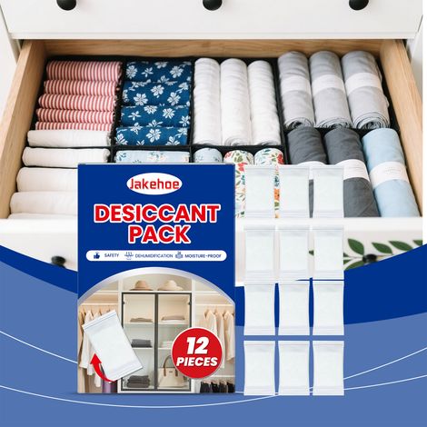 Household desiccant, moisture-absorbing, deodorizing, and odor-proof space desiccant for home wardrobes, shoe cabinets, and cars -- 12 pieces -- BIEMMEDUE (1/5)