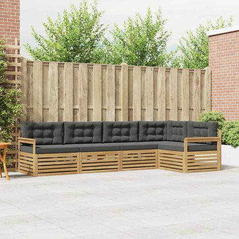 vidaXL Outdoor-Sofagarnitur 6 Stk. Weiß und Anthrazit Polyester (1/5)
