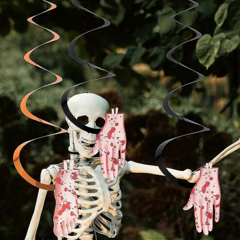 Décoration d'Halloween suspendue en spirale, mains et pieds ensanglantés - 8 pièces Y (1/3)