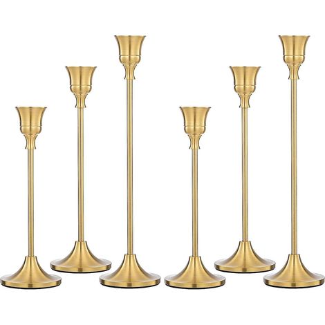bougeoirs Pour Bougies Coniques Ensemble De 6 Bougeoirs En Laiton Dor Bougeoir Vintage Moderne Dcoratif Pour La Maison Mariage Table Chemine Fte A (1/5)
