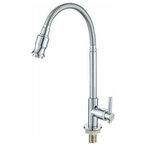 FENOPLASTICARobinet de cuisine extérieur pivotant à 360° - Monotrou avec douchette extractible flexible, eau froide, convient aux bacs à légumes et aux éviers (1/5)