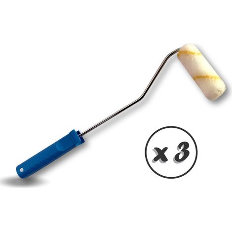 Rouleau peinture patte de lapin Rayé jaune polyamide ou laqueur velours Largeur manchon 100 mm - Quantité x 3 - Rouleau polyamide