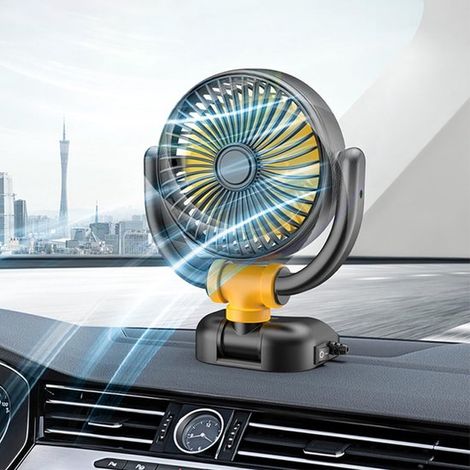 Ventilador para coche，12 V，con ventosa giratoria，para encendedor de cigarrillos，potente y silencioso，ideal para camiones (1/5)