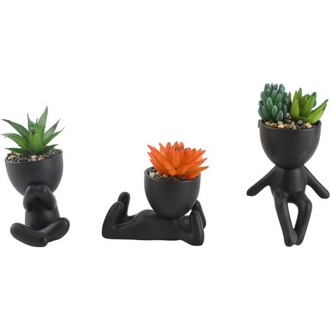 Pot de fleur en forme de figurine mignonne, jardinière succulente en céramique décorative moderne pour la décoration de jardin de maison (1/5)