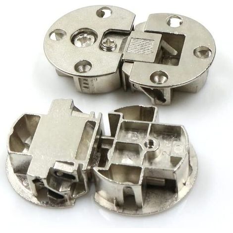 CSPARKV 2 pièces Charnière d'abattant réglable en 3D Ferrure de meuble 90 degrés, pour abattants en bois, charnière de meuble à visser, acier nickelé - Charnière pour portes d'armoires & vitrines (1/5)