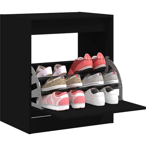 vidaXL Shoe Cabinet Black 60x42x69 cm Engineered Wood (1/5)