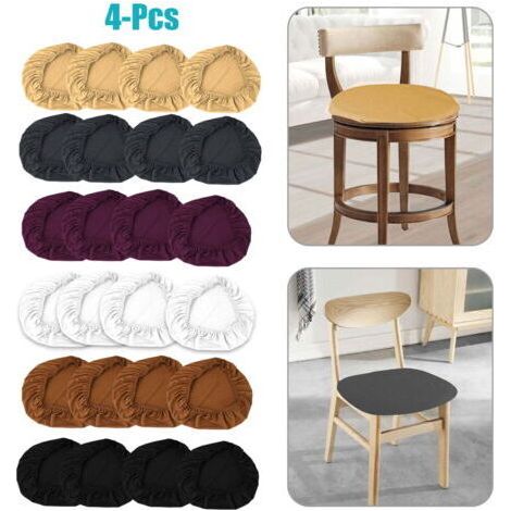 FENOPLASTICAEnsemble de 4 housses de chaise extensibles en spandex, convenant aux chaises de salle à manger et de cuisine. Housses de coussin d'assise élastiques, adaptées aux chaises rondes et carrée (1/5)