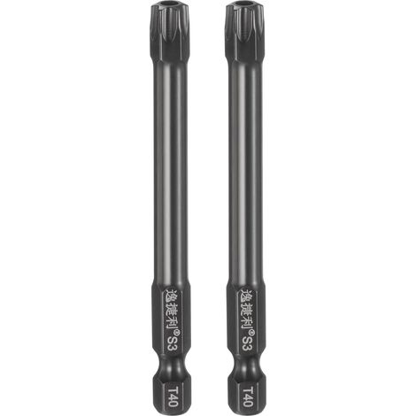 2Pcs T40 Embout Sécurité Torx Tige Hexagonale 1/4" Magnétique (1/5)